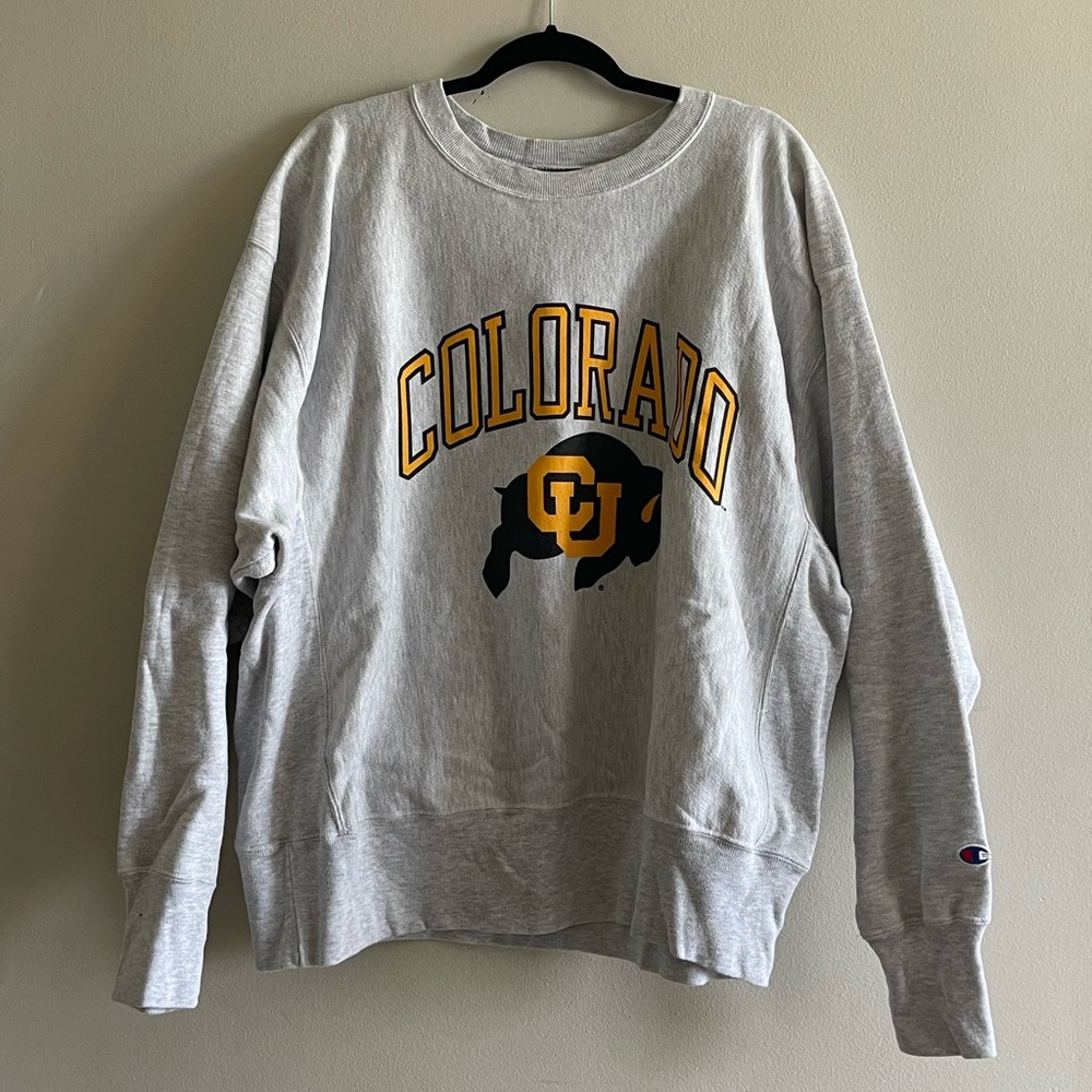 Champion Grey CU Boulder Colorado Buffs Crewneck Sweatshirt
